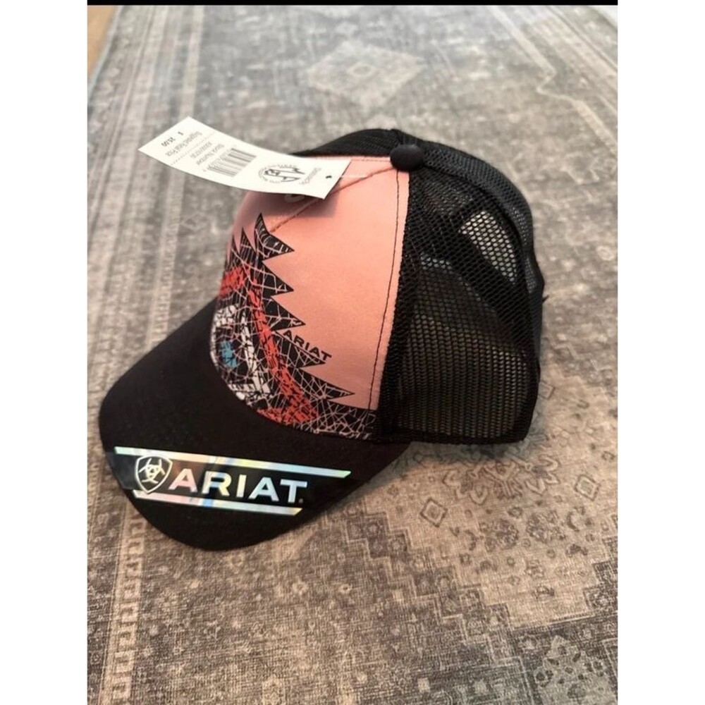 Ariat Pink Black Geometric Trucker Hat